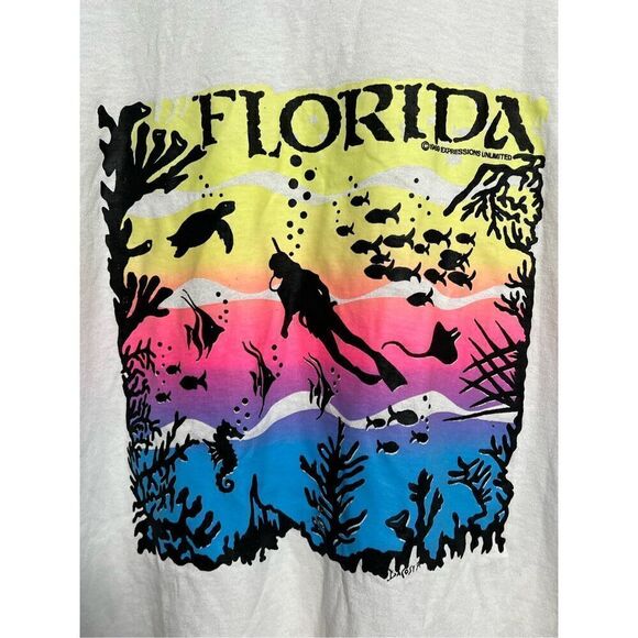Vintage 80s Screen Stars Florida Tropical Tee - Picture 2 of 8